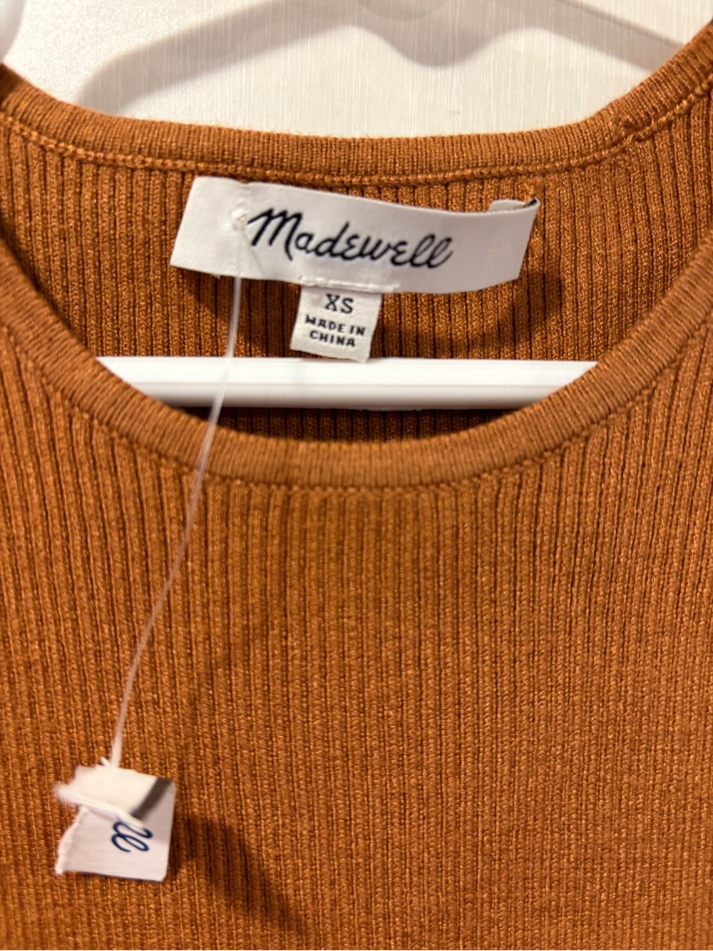 Madewell Ribbed Sleeveless Tank Top XS Rust Brown High Neck - Picture 4 of 7